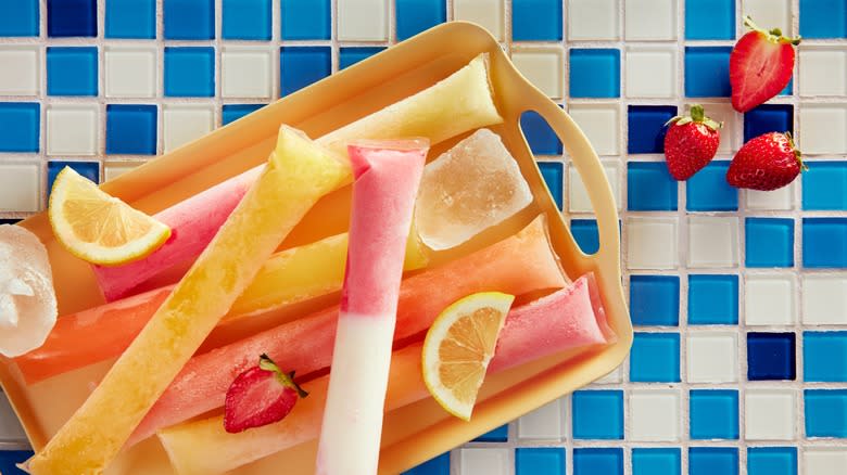 colorful frozen popsicles 