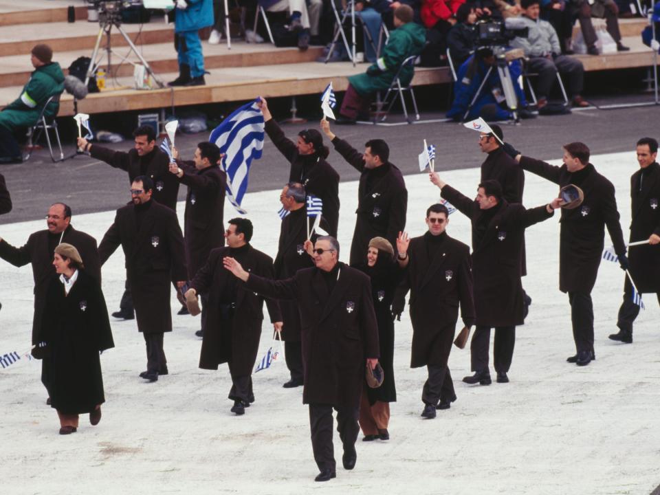 The Olympic team from Greece in 1998 dressed in all black outfits