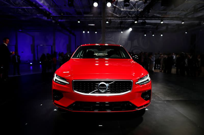 A Volvo S60 is displayed during the inauguration of Volvo Cars first U.S. production plant in Ridgeville