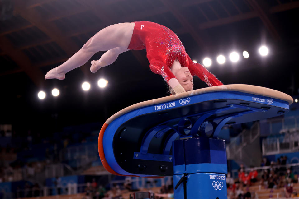 <p>Her strengths are vault and floor exercise. In qualification she finished 2nd in vault and 3rd in floor and will compete for two medals in the event finals on Saturday. </p> 