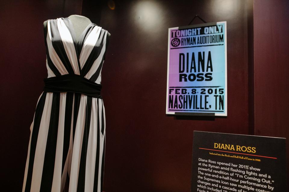 A striped jumpsuit owned and worn by Diana Ross is now part of the Ryman Auditorium's "Rock Hall at the Ryman" exhibition