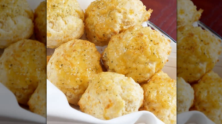 Biscuits in basket with white cloth