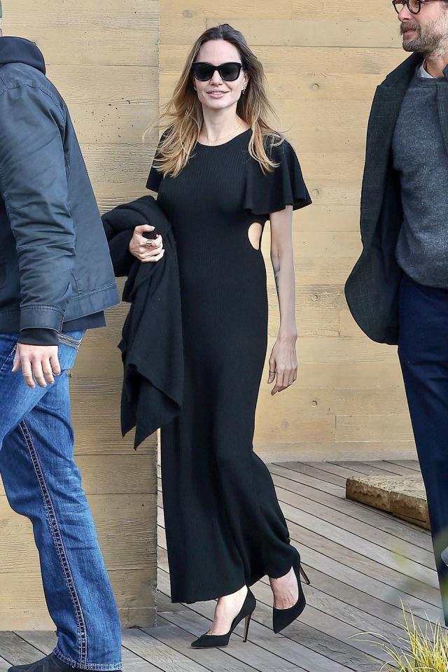 Angelina Jolie Looks Utterly Fabulous in a Black Maxi Dress with