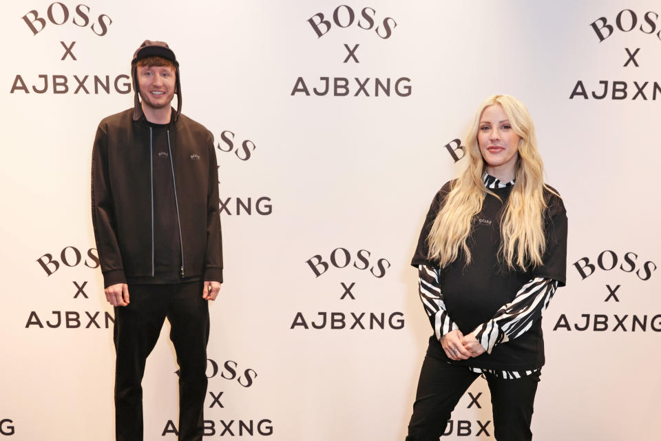 LONDON, ENGLAND - FEBRUARY 24:   Steve Stamp of Kurupt FM and Ellie Goulding attend the unveiling of the BOSS x AJBXNG second capsule collection at BOSS Store, Regent Street, on February 24, 2021 in London, England.  (Photo by David M. Benett/Dave Benett/Getty Images for BOSS)