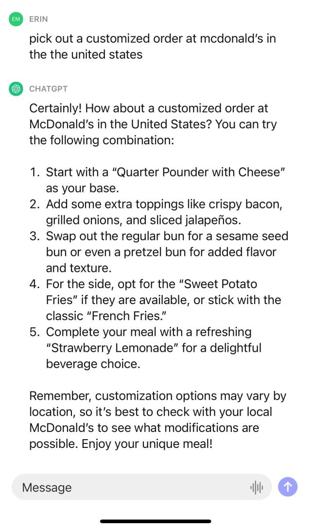 I let ChatGPT decide what I should order at McDonald's and the results ...
