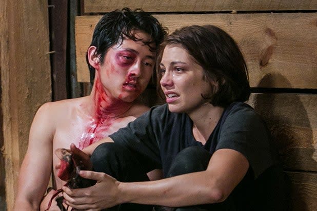 Glenn and Maggie on The Walking Dead