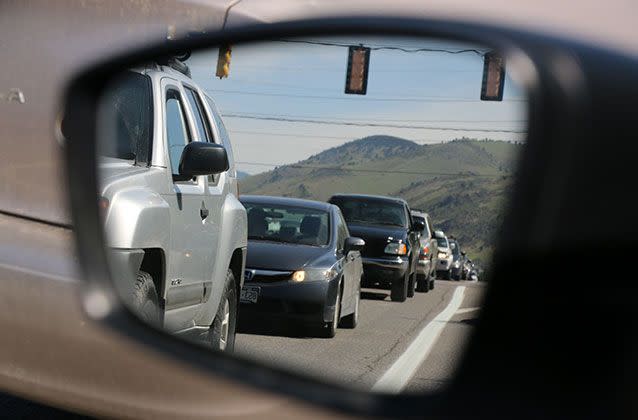 The mirror is angled too far away from the vehicle, showing too much of the road and enlarging the blind spot. Picture: Getty