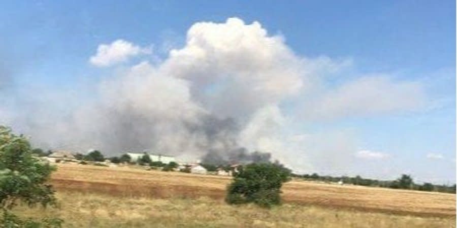 Fire after explosions on July 22 in occupied Crimea