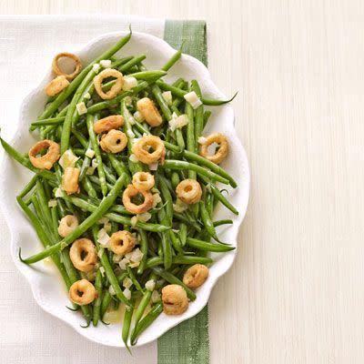 French Green Beans with Butter Sauce and Crispy Leeks