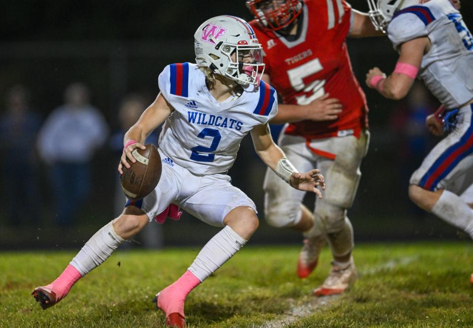 Williamsburg quarterback J.J. Miller (2) was named to the OPSWA Division VI First-Team Offense after throwing for 3,529 yards and 47 touchdowns in 2023.