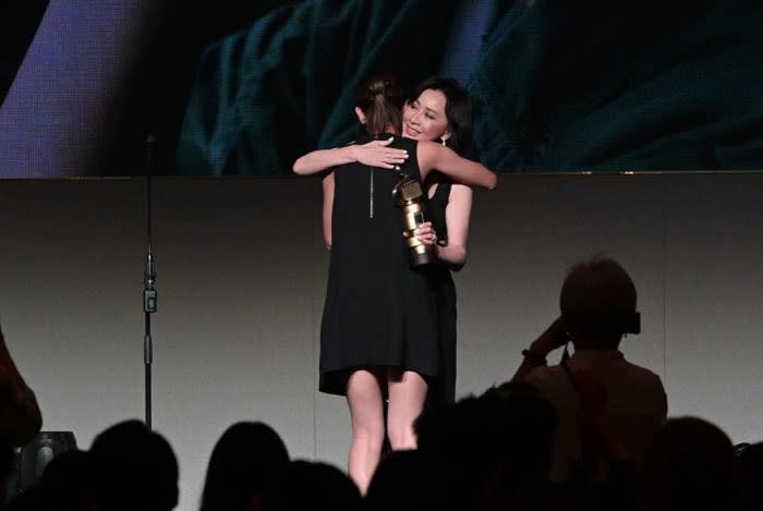 Jennifer hugged Carina as she accepted the accolade