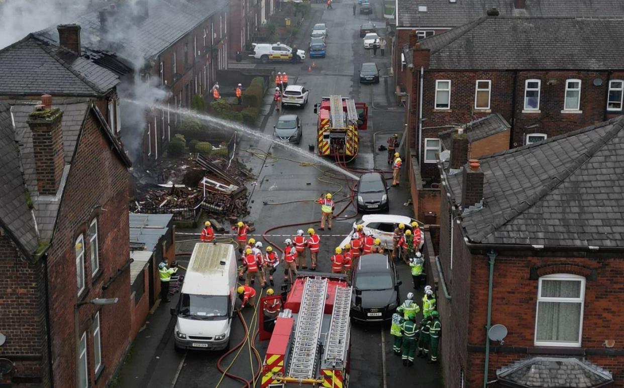 The suspected explosion in Bury, Greater Manchester