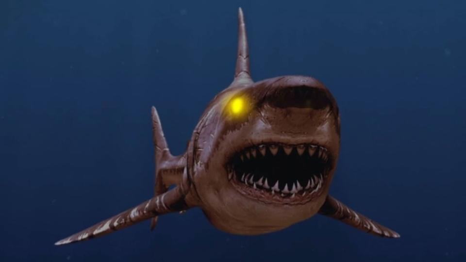 A picture of the Shark Exorcist from the movie