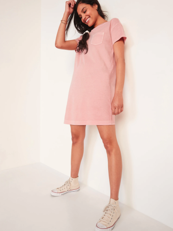 Vintage Garment-Dyed T-Shirt Shift Dress. Image via Old Navy.