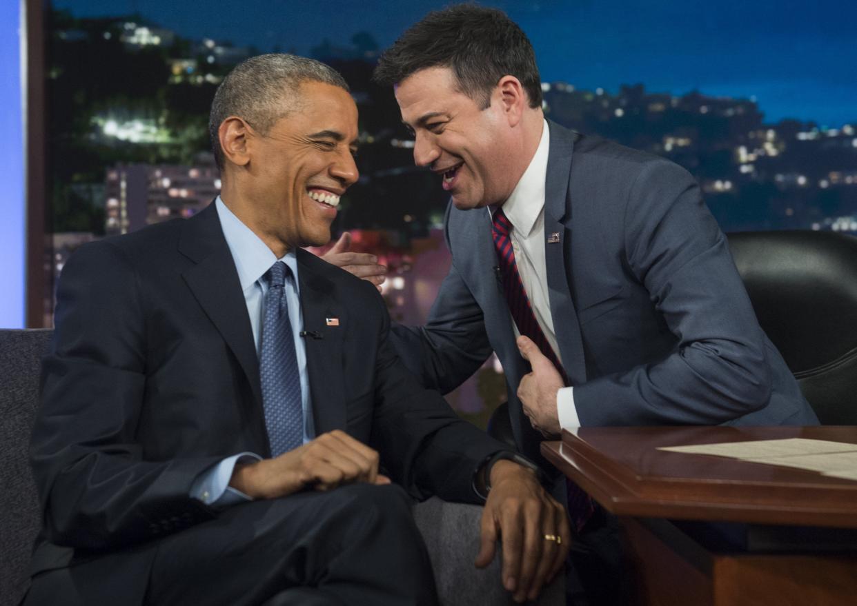 Former President Barack Obama visits ‘Jimmy Kimmel Live!’ in 2015 (AFP via Getty Images)