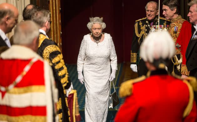 Prince Philip, Duke of Edinburgh and Queen Elizabeth II prepare to leave the Houses of Parliament after the State Opening of Parliament on May 18, 2016. (Photo: Richard Pohle - WPA Pool/Getty Images)