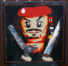 A custom made LEGO mosaic of Jack Sparrow by Dave Ware