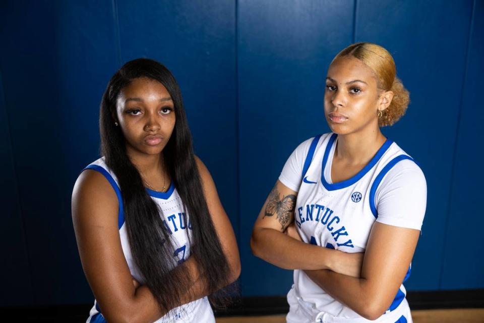 Kentucky freshmen Jordy Griggs, left, and Janae Walker, right, have both announced they’re entering the transfer portal. The pair was the entirety of UK’s 2023 high school recruiting class.