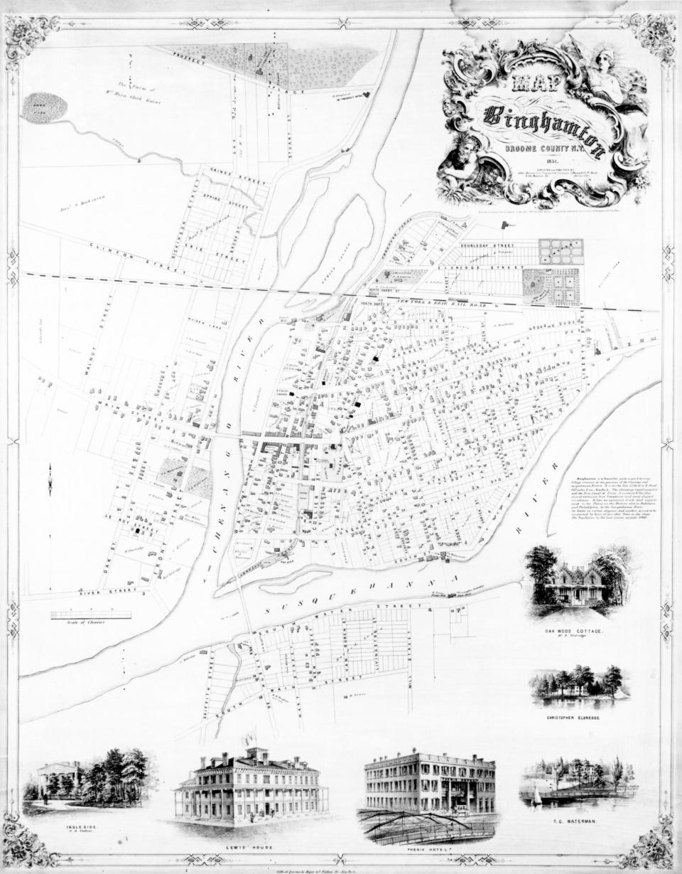 A map of Binghamton from 1881 showing Mount Prospect near the top.