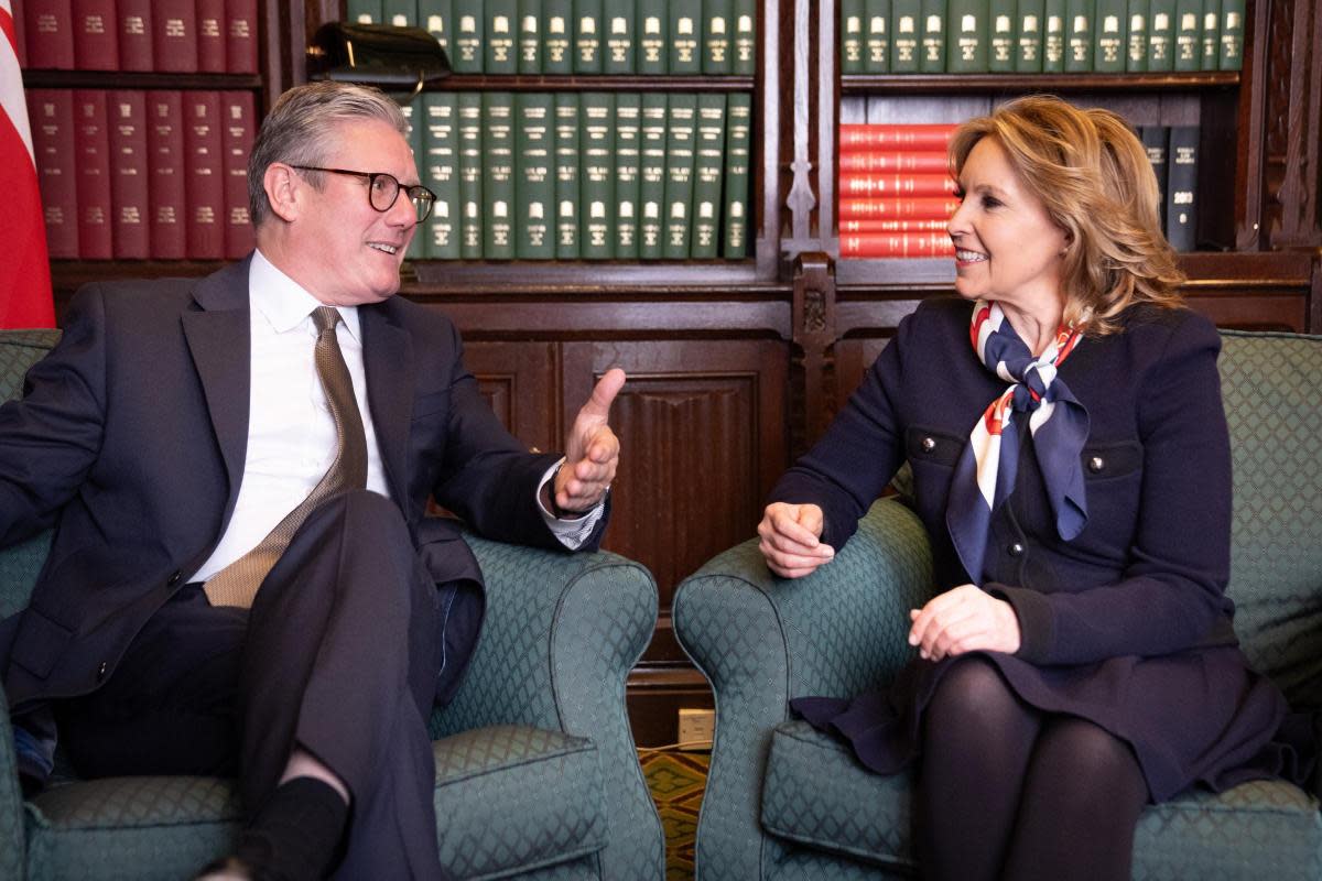 Keir Starmer with former Conservative MP Natalie Elphicke in his parliamentary office in the House of Commons <i>(Image: PA)</i>