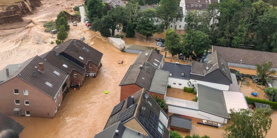 Aerial view of Germany flooding