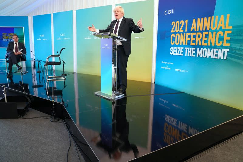 Britain's PM Johnson attends the CBI annual conference