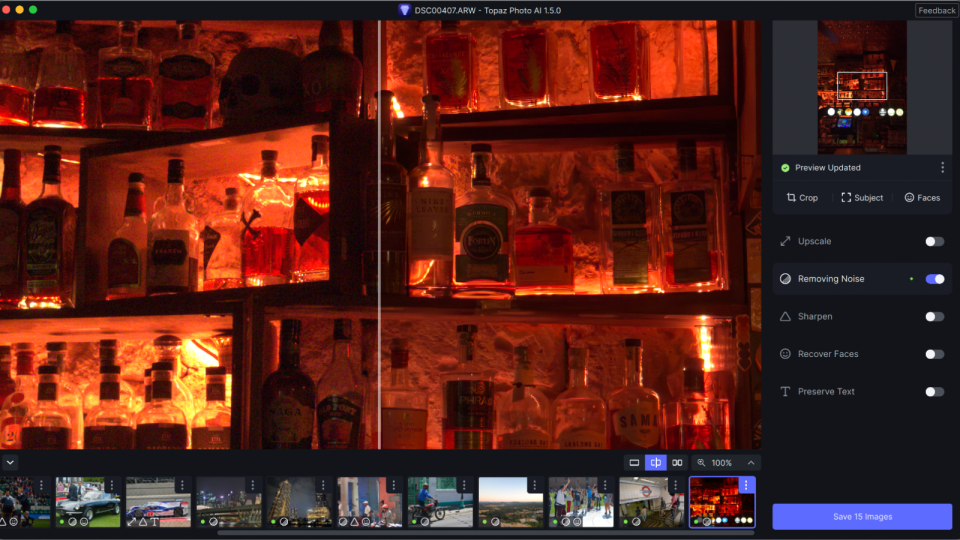 Topaz Photo AI correcting low-light noise