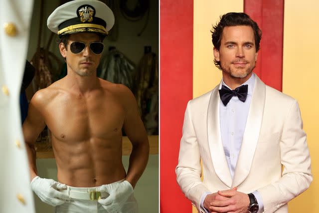 <p>Photo 12 / Alamy Stock Photo; Amy Sussman/Getty</p> Matt Bomer in 'Magic Mike' and in 2024