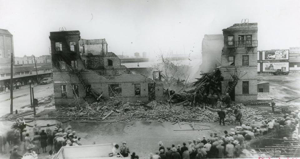 The Antlers Hotel on the site currently home to the Wichita Falls Public Library burned in December 1929, killing three people and injuring nine others.