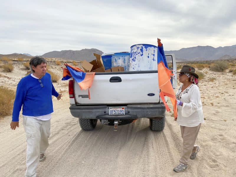 John Hunter, a supporter of U.S. President Donald Trump, and his wife Laura, who doesn't support Trump, set up water stations for people illegally crossing the US-Mexico border