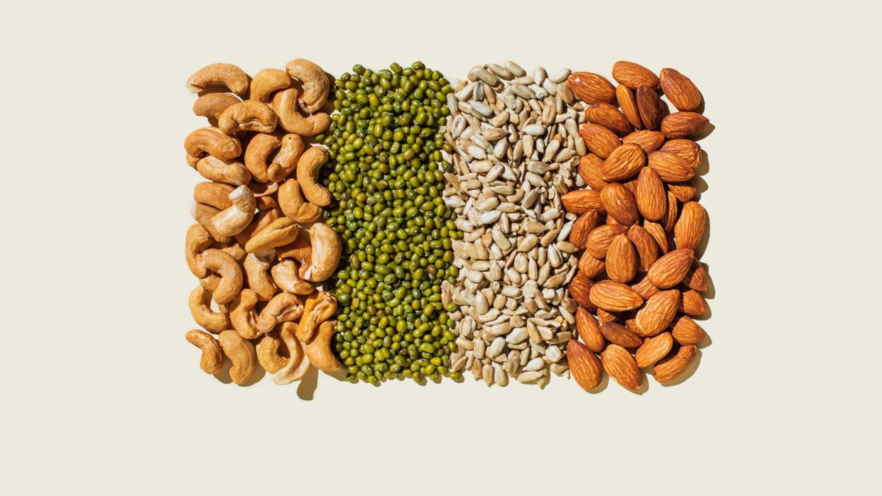  A selection of nuts, seeds and grains to represent popular ingredients in some of the most popular diets ever. 