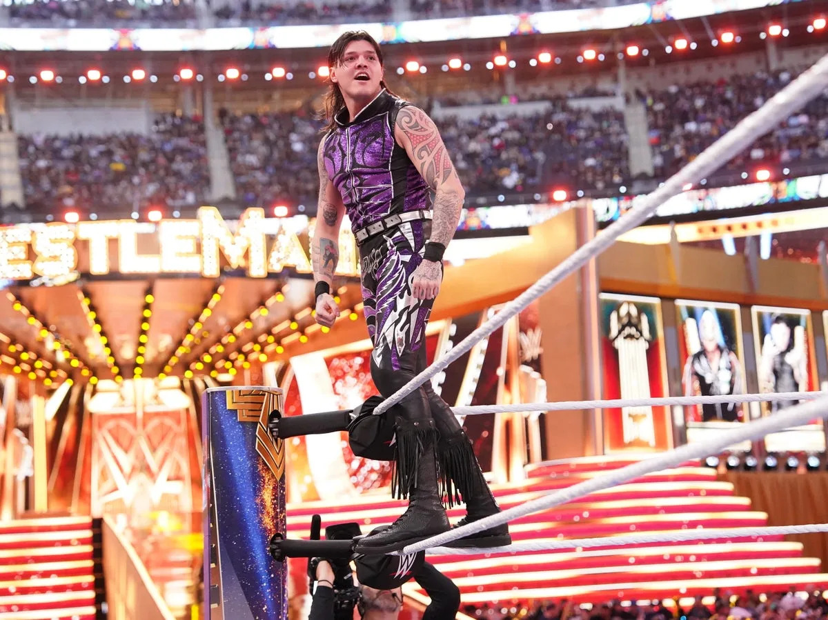 Dominik Mysterio at WrestleMania 39 this month (WWE)