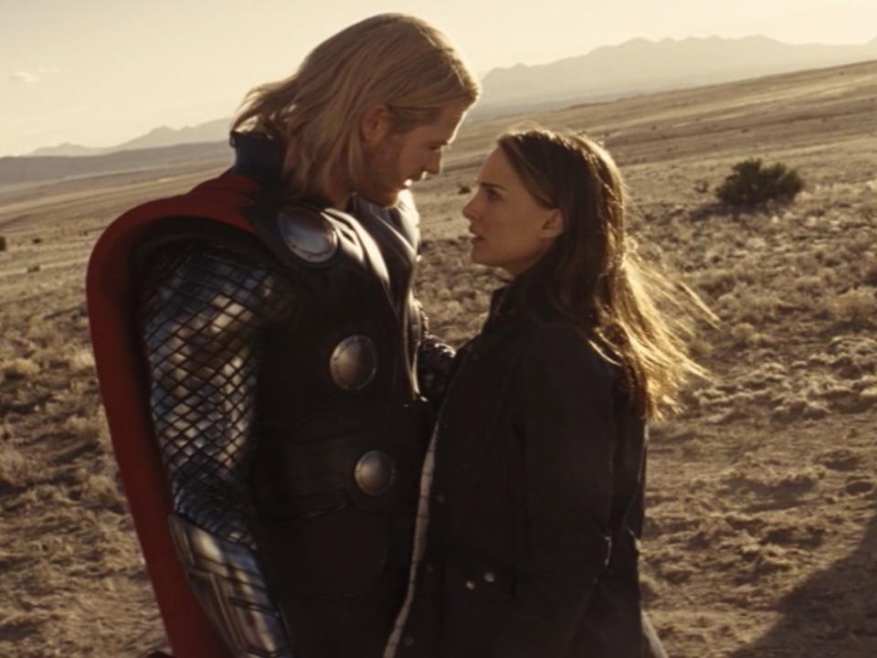 Chris Hemsworth as Thor and Natalie Portman as Jane Foster in "Thor."