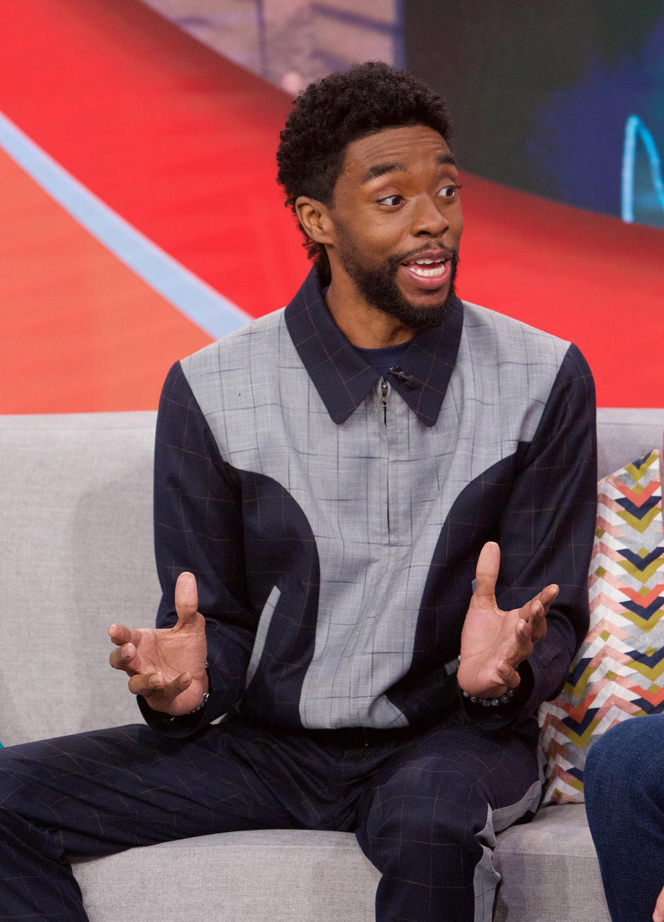 MIAMI, FL - NOVEMBER 22: Actor Chadwick Boseman is seen on Despierta America at Univision Studios to promote the film "21 Bridges" on November 22, 2019 in Miami, Florida. (Photo by Alberto E. Tamargo/Sipa USA)