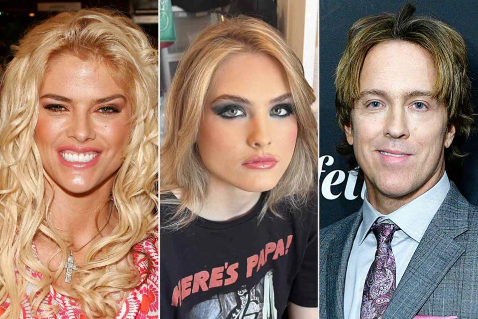 <p>Peter Kramer/Getty, Larry Birkhead/Instagram, Eugene Gologursky/Getty </p> Anna Nicole Smith (L), Dannielynn Birkhead (C), Larry Birkhead (R)