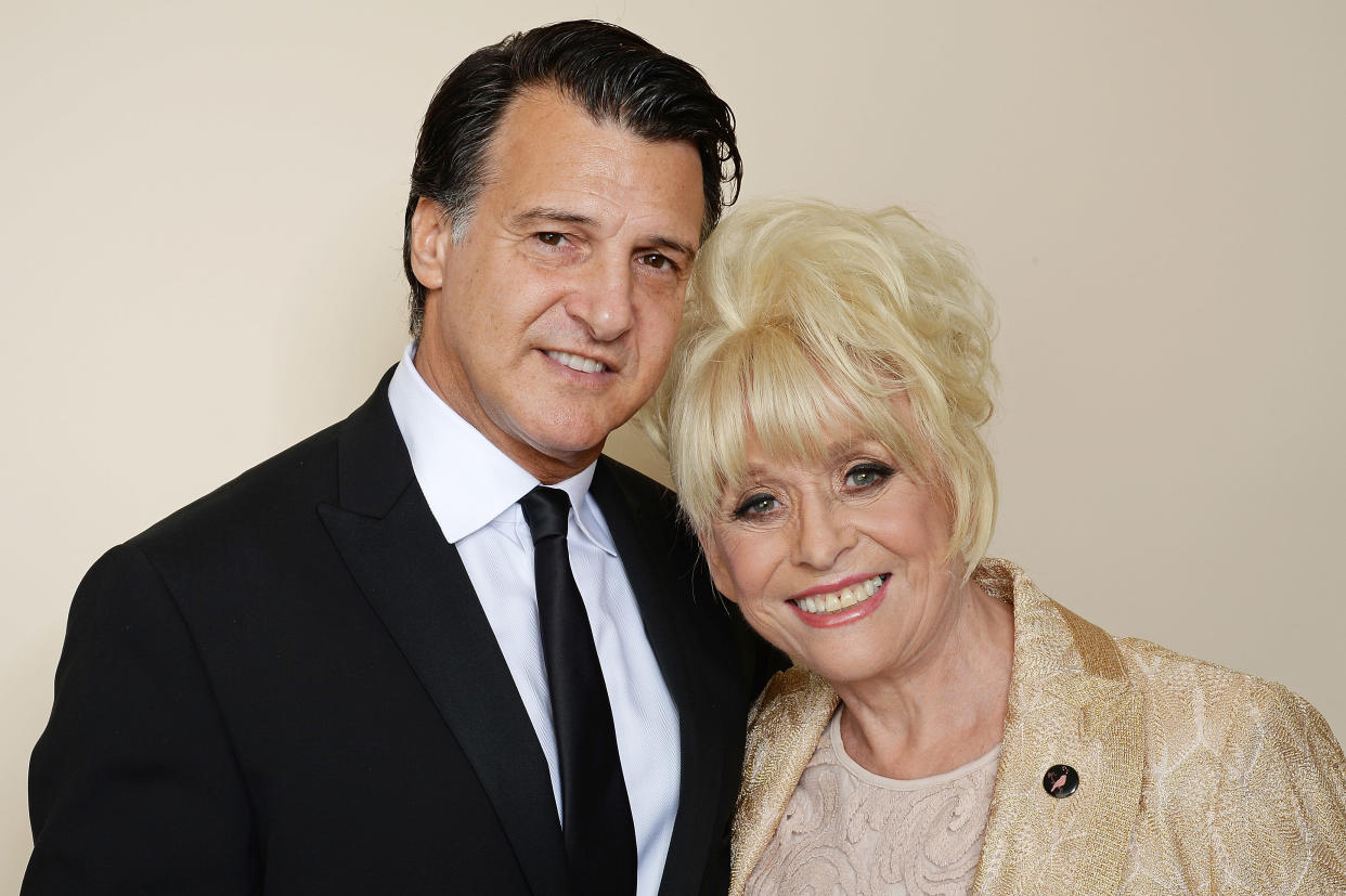 LONDON, ENGLAND – OCTOBER 15: Barbara Windsor (R) and Scott Mitchell attend the Amy Winehouse Foundation Gala at The Savoy Hotel on October 15, 2015 in London, England. (Photo by Dave J Hogan/Getty Images)