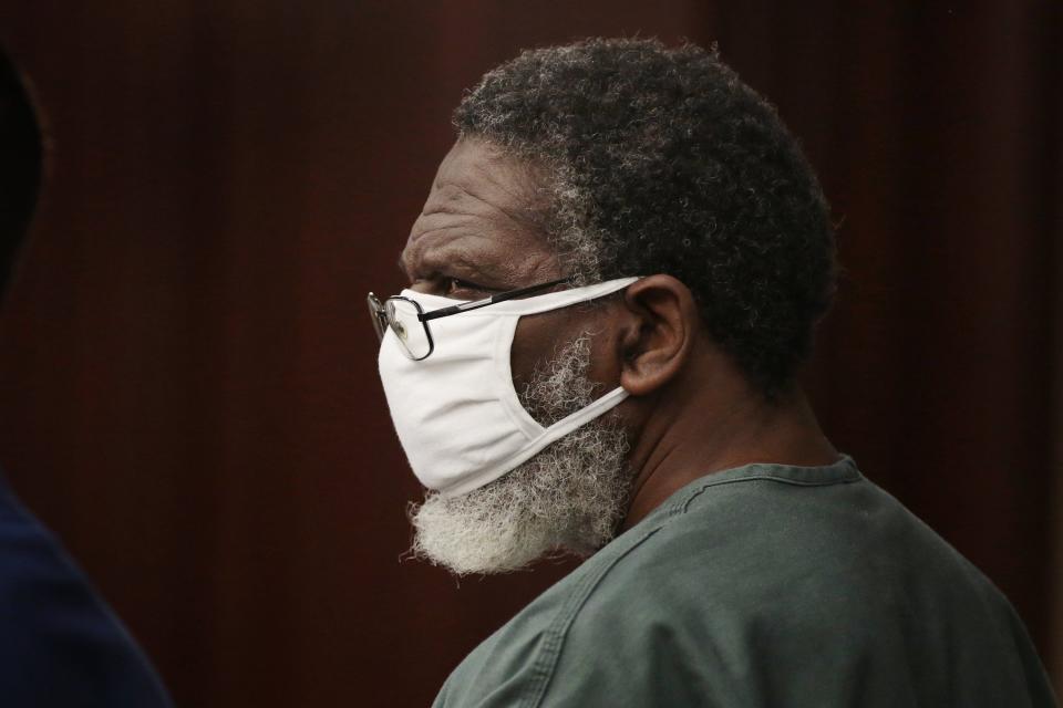 Henry Tenon stands in the courtroom during his first hearing on charges in the Jacksonville Beach shooting death of Jared Bridegan on Feb. 16, 2022.