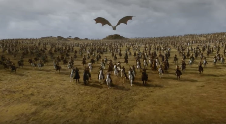 Move out of the way! Dothraki and Drogon coming through