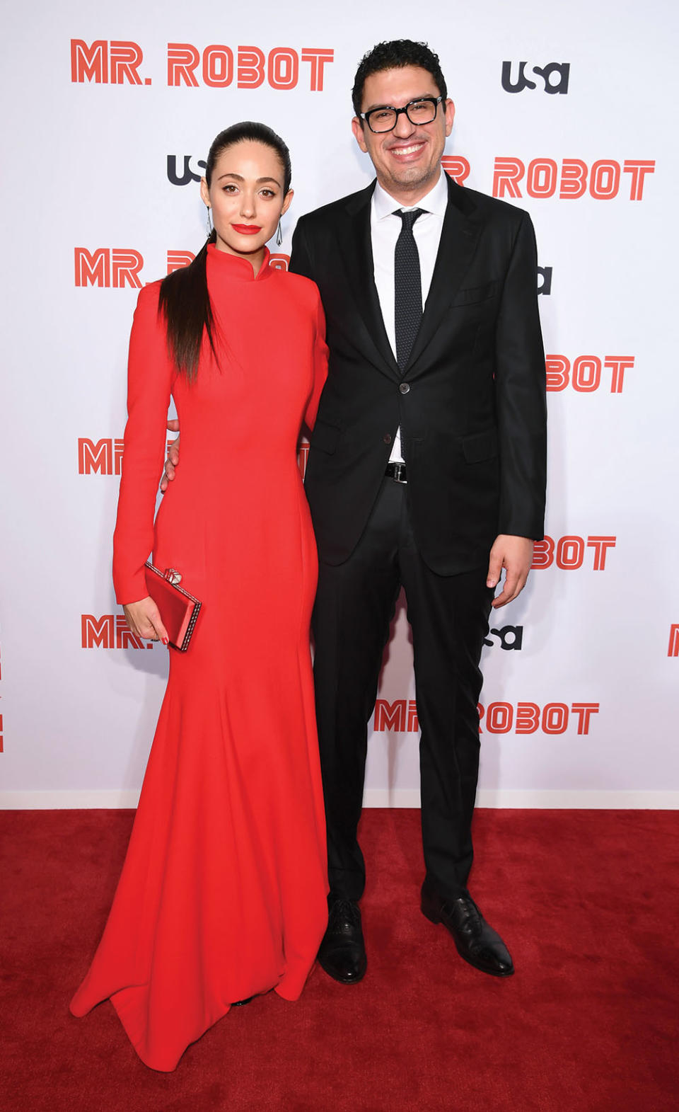 Emmy Rossum and Sam Esmail attend the "Mr. Robot" Season 4 Premiere on October 01, 2019 in New York City.