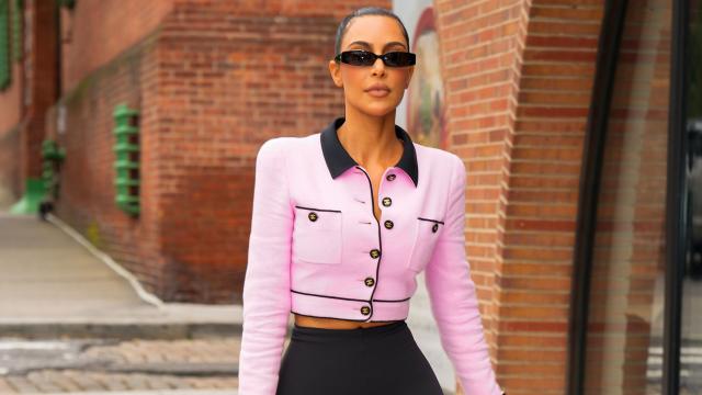 Kim Kardashian Pairs A Tiny Box Purse With A Hot Leather Look in