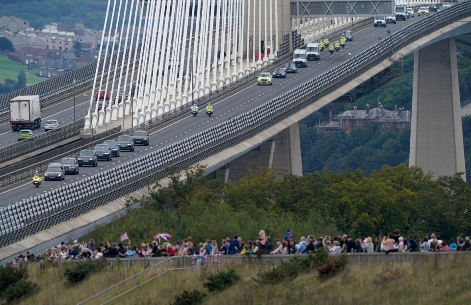 The Queen’s cortege passed over the Queensferry Crossing (Owen Humphreys/PA) (PA Wire)