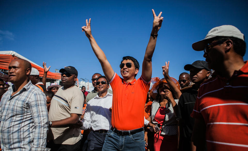 Andry Rajoelina <a href="http://www.theguardian.com/world/2009/mar/21/madagascar" target="_blank">set up his own pop radio station</a>, Radio Viva, before grabbing power in an army-backed move to oust the president in 2009.  <br> <br> Rajoelina was prohibited from running in the country's next elections by a reconciliation deal after the coup. But he is unlikely to return to the music business anytime soon, having deliberately <a href="http://www.trust.org/item/20140122152333-zd6km" target="_blank">kept his political future open</a>, according to Reuters. <br> <br> <em>Andry Rajoelina greets supporters at a rally in Antananarivo, Madagascar on Dec. 1, 2013. (RIJASOLO/AFP/Getty Images)</em>