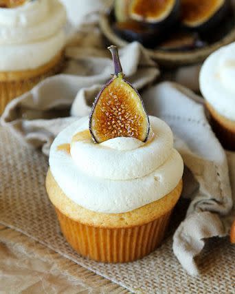 thanksgiving cupcakes Sweet Honey Cupcakes with Mascarpone Frosting and Caramelized Figs