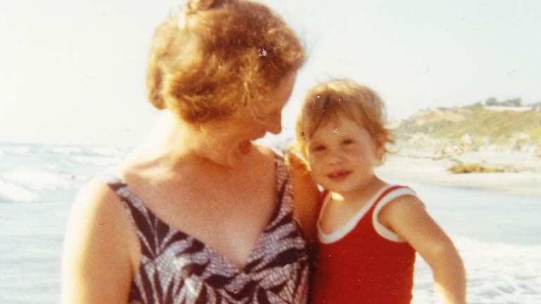 Penny and Claire Hough during one of Claire's first visits to  Torrey Pines Beach. / Credit: Hough family