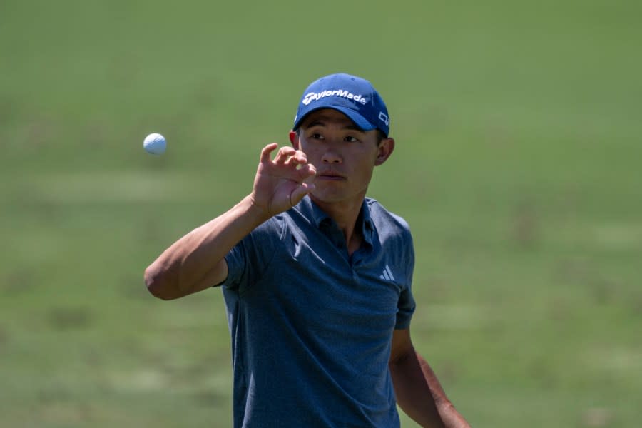 Collin Morikawa of the United States on the Tournament Practice Area during the final round of the 2024 Masters Tournament at Augusta National Golf Club, Sunday, April 14, 2024. (Photo courtesy: Augusta National Golf Club)