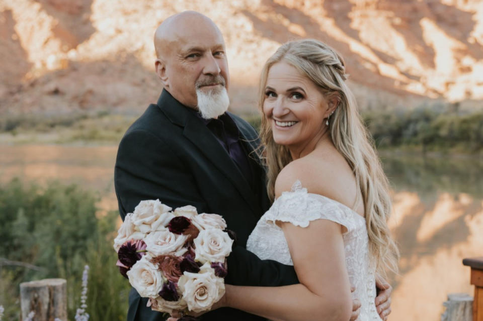 Christine Brown and David Woolley from 'Sister Wives' on their wedding day.<p>TLC</p>