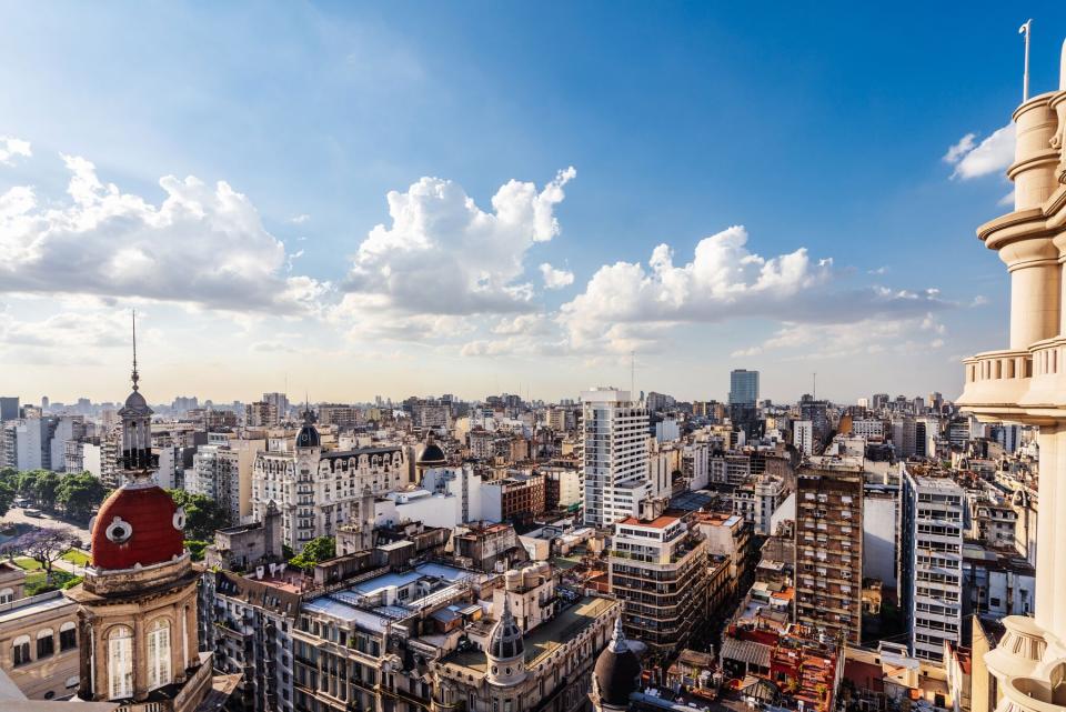 Buenos Aires Skyline on sunny day - Aerial view of the city