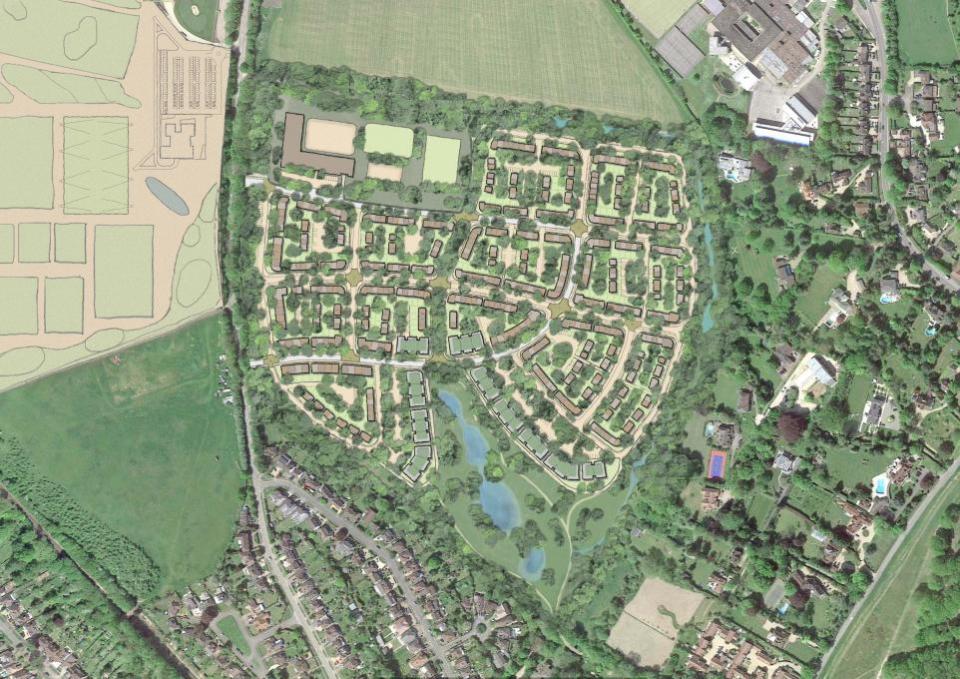 Watford Observer: A masterplan of the proposed 675-home development near Chorleywood.