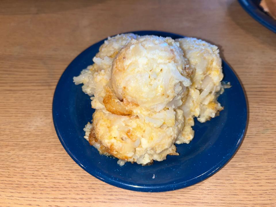 trail's end cheesy potato casserole in bowl