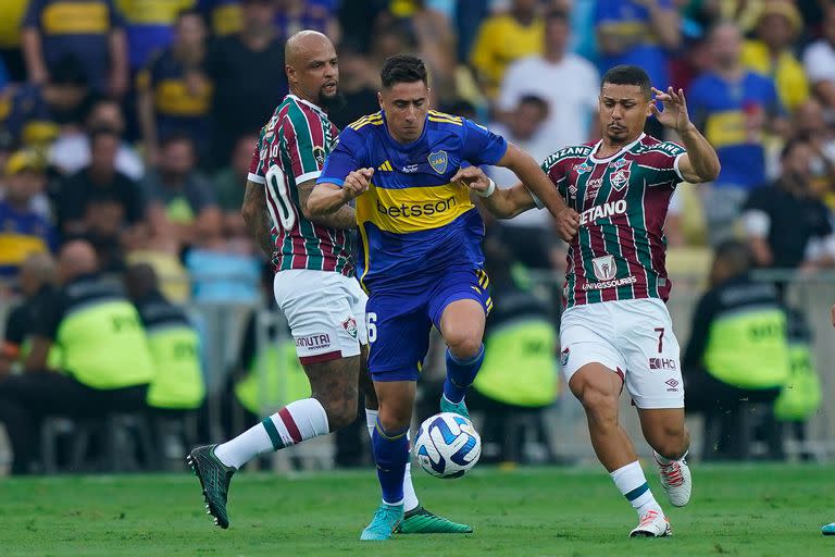 Escena de la final de la Copa Libertadores 2023 que disputan Boca Juniors y Fluminense.